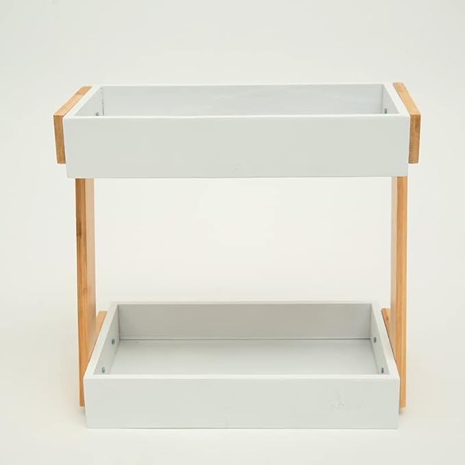 Çok Amaçlı Ahşap Üçgen Baharat Rafı | Mutfak Tezgahı Düzenleyici | 2 Katlı Mutfak Depolama Düzenleyici Raflar | Kavanoz ve Şişe Tutucu ve Mutfak Dekorasyon Ürünü