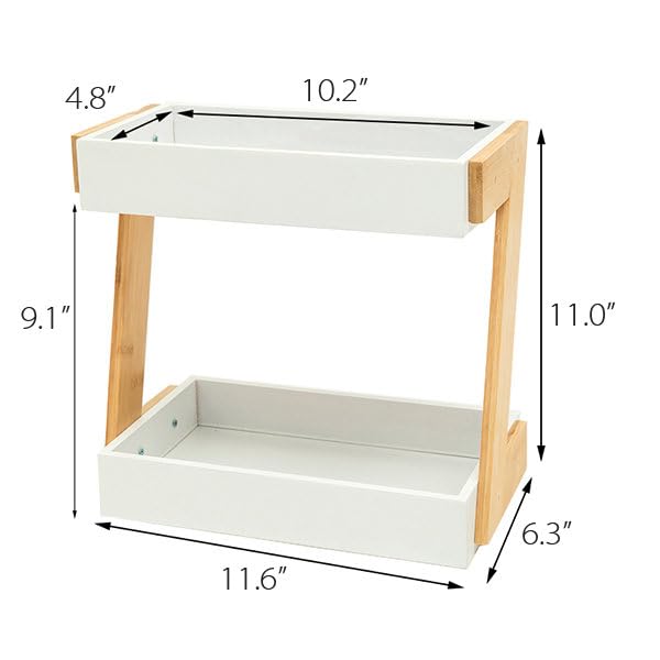 Çok Amaçlı Ahşap Üçgen Baharat Rafı | Mutfak Tezgahı Düzenleyici | 2 Katlı Mutfak Depolama Düzenleyici Raflar | Kavanoz ve Şişe Tutucu ve Mutfak Dekorasyon Ürünü