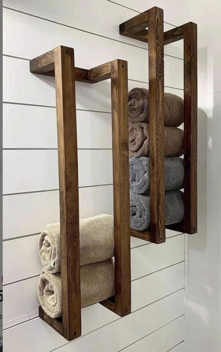Duvara Monte Ahşap Havlu Askısı
